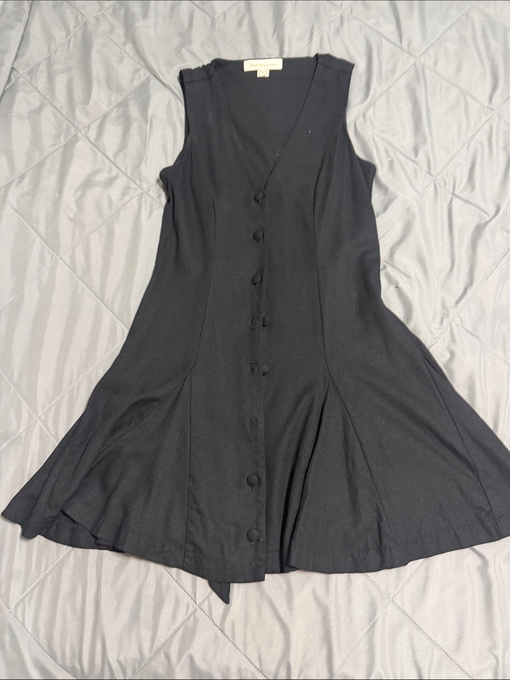 Monteau Black Sleeveless Button-Front A-Line Dress